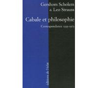 Cabale et philosophie. correspondance 1933-1973 Correspondance 1933-1973 - Léo Strauss - Eclat Eds De L' - broché - Lettres