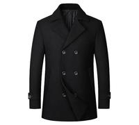 Caban croisé pour homme, col cranté, en laine mélangée