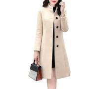 Caban pour femme - Manteau d'hiver élégant à simple boutonnage avec poches, beige, M