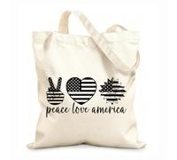 Cabane à bandoulière en sangle Typographie audacieuse du 4 juillet avec une citation sur la fête de l'indépendance des États-Unis et un design patriotique tissu épais de 12 oz Sac à dessin 31x36cm