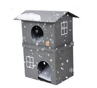 Cabane à Chat,Cabane Semi-Fermée À Deux Niveaux | Lit Douillet Chat,pour La Détente des Chatons Toutes Les Saisons, Espace Privé Et Sécurisé pour Petits Animaux