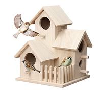 Cabane à Construire en Bois pour Oiseaux, Maison Extérieure à Poser, Nichoir à Peindre pour Arbre, Rouge-Gorge, Mésange et Sauvages, Étanche pour Jardin, Balcon, Fenêtre