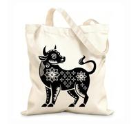 Cabane à poignée plate Ensemble de silhouettes des animaux du zodiaque chinois, signes astrologiques traditionnels chinois, pour le Nouvel An tissu épais de 12 oz Remplace le cartable 35x40cm Grand