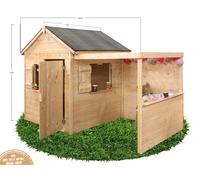 Cabane enfant en bois non traité - JARDIPOLYS - Playhouse Alpaga - Avec pergola - Dimensions 245 x 128 x 162 cm