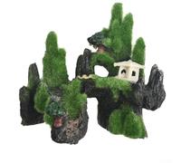 Cabane dans un arbre réaliste recouverte de mousse - Décoration d'aquarium pour créer des scènes naturelles et des zones de cachette sûres (B)