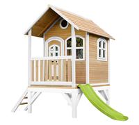 AXI Tom Maison Enfant avec Toboggan vert clair | Aire de Jeux pour l'extérieur en marron | Maisonnette / Cabane de Jeu en Bois