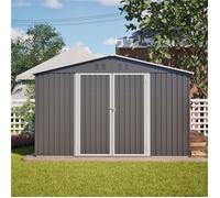 Cabane de Jardin Extérieur, Grand Abri de Jardin Métal 6.9 m² Solide avec Verrou Port, Ouvertures d'aération, 300x252x191 cm, Gris