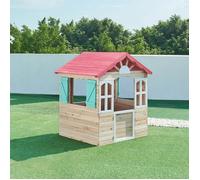 casa.pro Cabane de Jeu d'Extérieur pour Enfants Maisonette de Jardin avec Fenêtres et Porte Charmant Résistant Durable Protection UV Pluie Massif Plein Air Bois de Sapin 130 x 115 x 101 cm Naturel