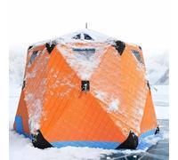 Cabane de Pêche sur Glace Pliable,épais Tapis de Pêche sur Glace et Sac de Rangement,Capacité D'environ 3-5 Personnes,Tente de Pêche Escamotable Portable Orange