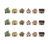 Cabane de Village Miniature 18 Pièces en Résine, Décor Vintage Rustique | Maison de Poupée et Pot de Plante, Ornement Terrasse, Scène Terrarium, Style sans Entretien