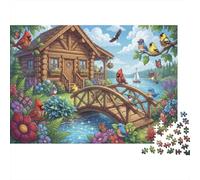 Cabane des Oiseaux et des Fleurs Puzzle 1000 Pièces Adultes Et Enfants,Jeu Éducatif,Dès 14 Ans, Casse-tête,Déco Murale,Premium,Carton,Anti-Stress,Détente,Défi 70x50cm