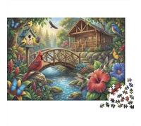 Cabane des Oiseaux et des Fleurs Puzzle 1000 Pièces Adultes Et Enfants,Premium,Carton,Casse-tête,Jeu Éducatif,Déco Murale, Dès 14 Ans,Anti-Stress,Détente,Défi 38x26cm