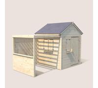 Cabane enfant en bois non traité - JARDIPOLYS - Playhouse Alpaga - Avec pergola - Dimensions 245 x 128 x 162 cm