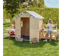 Cabane en bois enfant cuisine et table blanche marron TU