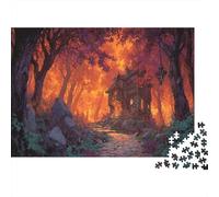Cabane en Forêt Puzzle 1000 Pièces Papier Puzzle pour Adultes Crépuscule dAutomne Puzzle en Famille Cadeau 70x50cm/1000pcs