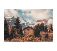 Cabane en rondins sur Le Mont Assiniboine dans Une forêt d’Automne au Parc Provincial, Canada，Adultes Papier Puzzle Image, Filles Chambre Maison Décoration Murale Murale 1000 Pièces-T26