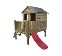 Cabane enfant bois de pin sur pilotis 2m²