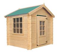 Cabane Enfant Exterieur 0.9m2 - Maison Enfant Exterieur - Cabane de Jardin pour Enfant 111x113xH121cm - Cabane Bois Enfant Timbela M570Z-1, Toit Vert