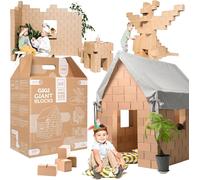 Cabane Enfant Interieure Kit De Construction Pour Cabane Carton Avec 203 Bloc De Construction Enfant Empilables & Emboîtables Maison Jouet Robuste & Facile À Assembler