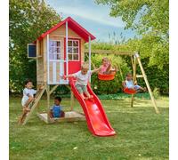 Cabane enfant modulable sur pilotis 2 balançoires et toboggan - bois fsc® - coq