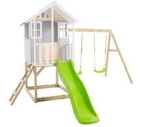 Cabane enfant modulable sur pilotis 2 balançoires et toboggan - bois FSC® - PERCE-NEIGE