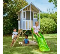 Cabane enfant modulable sur pilotis avec toboggan - bois fsc® - perce-neige