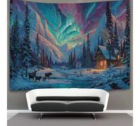 Cabane Murale À Suspendre, Aurores boréales Tapisserie Esthétique,pour Chambre Dortoir Fête Décoration De La Maison Pour Le Salon 70cmx100cm