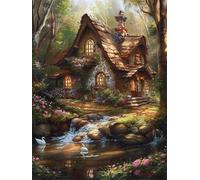 cabane Peinture par Numéro Adulte avec Cadre, 40x50cm Peinture par Numero Adulte Loisir Creatif, DIY paysage Peinture Numero Enfant Débutants, avec Peintures et 3 Pinceaux, Decoration Murale Maison