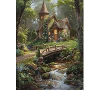 cabane Peinture par Numéro Adulte avec Cadre, 40x50cm Peinture par Numero Adulte Loisir Creatif, DIY Xiaoqiao Peinture Numero Enfant Débutants, avec Peintures et 3 Pinceaux, Decoration Murale Maison