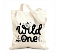 Cabane réutilisable tissu épais de 12 oz Wild One Phrase Words Natural Night Moon Camp Slogan personnalisable 35x40cm Grand