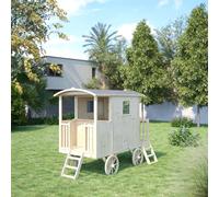 Cabane roulotte en bois sur pilotis pour