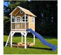 AXI Sarah Maison Enfant avec Bac à Sable & Toboggan bleu | Aire de Jeux pour l'extérieur en marron & Blanc| Maisonnette / Cabane de Jeu en Bois FSC