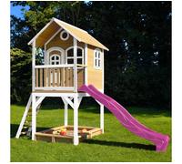 AXI Sarah Maison Enfant avec Bac à Sable & Toboggan rose | Aire de Jeux pour l'extérieur en marron & blanc | Maisonnette / Cabane de Jeu en Bois FSC