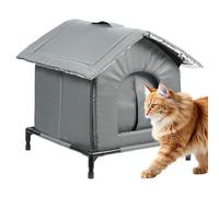 Cabane surélevée pour animaux de compagnie - Nid de chat fermé et chaud, refuge portable amovible | Construction en tissu Oxford résistant à l'humidité, plate-forme de base en métal robuste construite