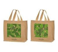 Cabas de courses SPHERE en jute 30 L imprimé feuilles tropicales vertes Beige naturel
