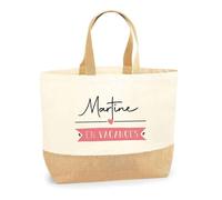 Cabas de plage - PLANETEE - Martine en Vacances - Jute naturel - Multicolore - Fabriqué en France