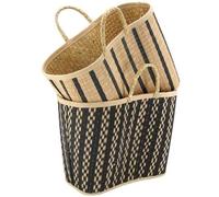 Cabas en jonc - AUBRY GASPARD - 52x24x35-44cm - Motif rayures verticales