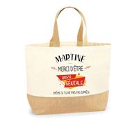 Cabas en jute - PLANETEE - Martine géniale sans faire exprès - jute naturel - imprimé multicolore - fabriqué en France