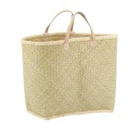 Aubry Gaspard – Cabas en palmier naturel tressé – Poignées cuir – 50 x 30 x 35-47 cm – 0,53 kg
