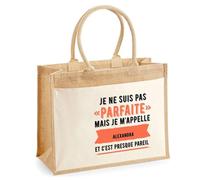 Cabas jute avec poche Alexandra Parfaite Cadeau humour femme Anniversaire Noël fête des Mères Mamie | Sac shopping courses