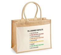 Cabas jute avec poche etre sur mon tracteur journée parfaite Cadeau Femme Homme, Anniversaire Noël, Maman Papa | Sac Shopping Courses