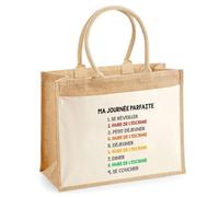 Cabas jute avec poche faire de l'escrime journée parfaite Cadeau Femme Homme, Anniversaire Noël, Maman Papa | Sac Shopping Courses