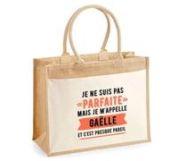 Cabas jute avec poche Gaëlle Parfaite Cadeau humour femme Anniversaire Noël fête des Mères Mamie | Sac shopping courses