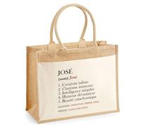 Cabas Jute avec poche José Définition | Cadeau Homme Fête des Pères Humour Prénom Sac de Courses ou Sport avec grande poche