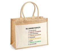 Cabas jute avec poche jouer de l’accordéon journée parfaite Cadeau Femme Homme, Anniversaire Noël, Maman Papa | Sac Shopping Courses