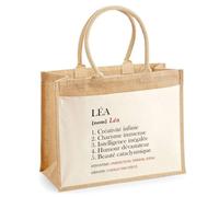 Cabas Jute avec poche Léa Définition | Cadeau Femme Fête des Mères Humour Mamie Sac de Courses ou Sport avec grande poche