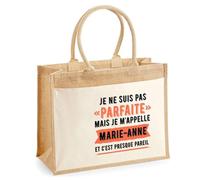 Cabas jute avec poche Marie-Anne Parfaite Cadeau humour femme Anniversaire Noël fête des Mères Mamie | Sac shopping courses