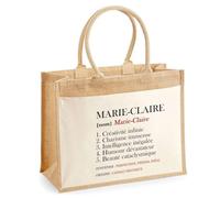 Cabas Jute avec poche Marie-Claire Définition | Cadeau Femme Fête des Mères Humour Mamie Sac de Courses ou Sport avec grande poche