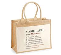 Cabas Jute avec poche Marie-Laure Définition | Cadeau Femme Fête des Mères Humour Mamie Sac de Courses ou Sport avec grande poche