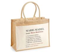Cabas Jute avec poche Marie-Madeleine Définition | Cadeau Femme Fête des Mères Humour Mamie Sac de Courses ou Sport avec grande poche